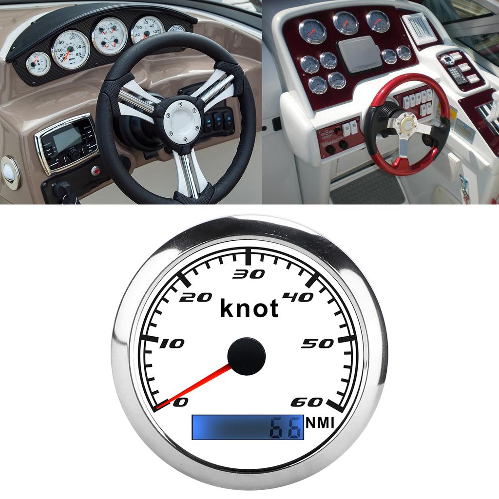 GPS Speedometer Pointer Tachometer Digital IP67 Waterproof with Antenna Universal for Car Truck Boat 9‑30V DCWhite