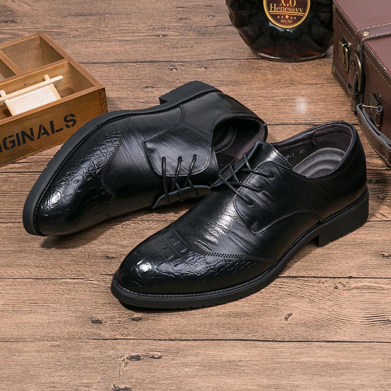 Fashion Men Oxford Genuine Leather Rubber Dress Shoes Brogue Lace Up Flats Male Casual Shoes Formal Business Wedding Shoes