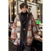 Men's Retro Plaid Patchwork Hooded Wool Jacket - Double-Sided, Autumn/Winter Style