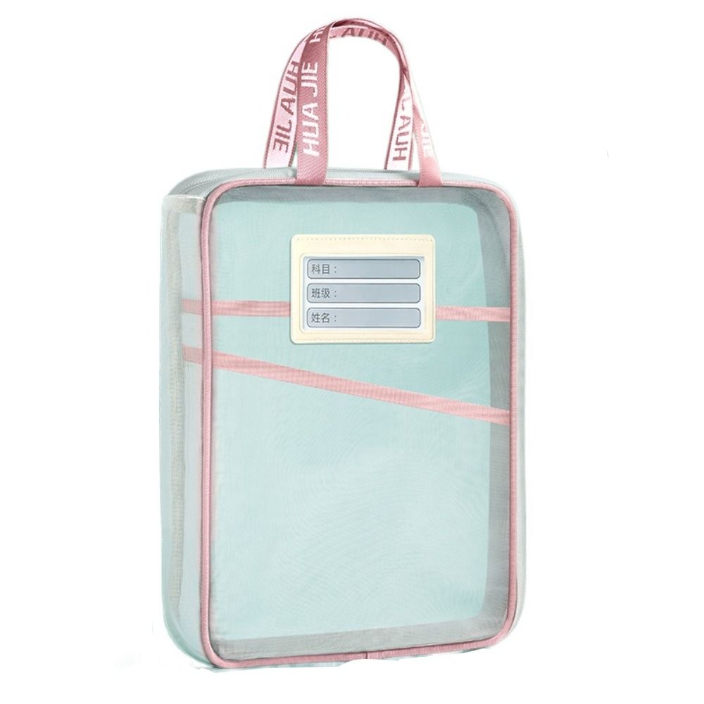 

Сетчатая папка-сумка Трехслойная перегородка Органайзер для канцелярских принадлежностей Чехол Подарки для студентов розовый