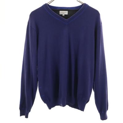 LANVIN SPORT Long Sleeve V Neck Knit 40 Blue Purple Sweater Women Used