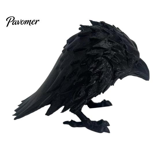 Small Bird Statues for Shelf 3D Printed Crow Ornament, Realistic Gothic Black Raven Unique Holiday Gifts Friends Figurine, Halloween Theme Bookshelf