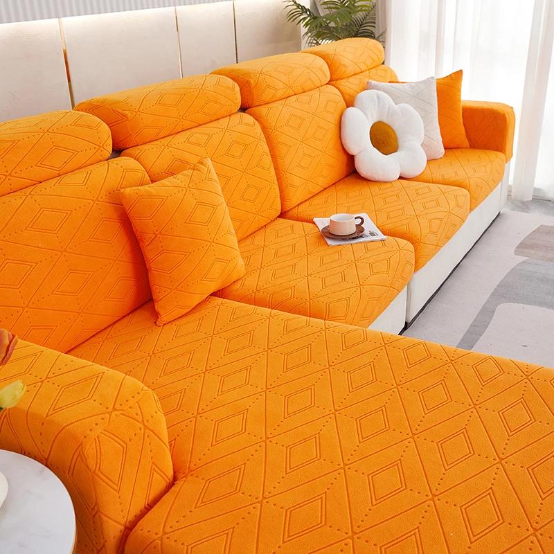 

Tretchable Leaf Pattern Sofa Cover, Non-Slip, Pet Friendly, Modern Design, Fits L-Shaped, 1, 2, 3, 4 Seater Sofas 1pc head cover оранжевый