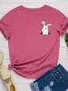 Pocket Bunny Print Women T Shirt Short Sleeve O Neck Loose Women Tshirt Ladies Tee Shirt Tops Clothes Camisetas Mujer