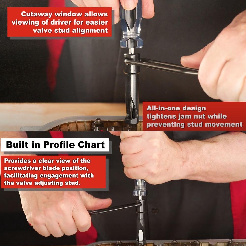 2PCS 10mm Valve Adjustment Tool 2-In-1 Combo Slotted Adjustment Stud Jam Nut Tool Auto Shop