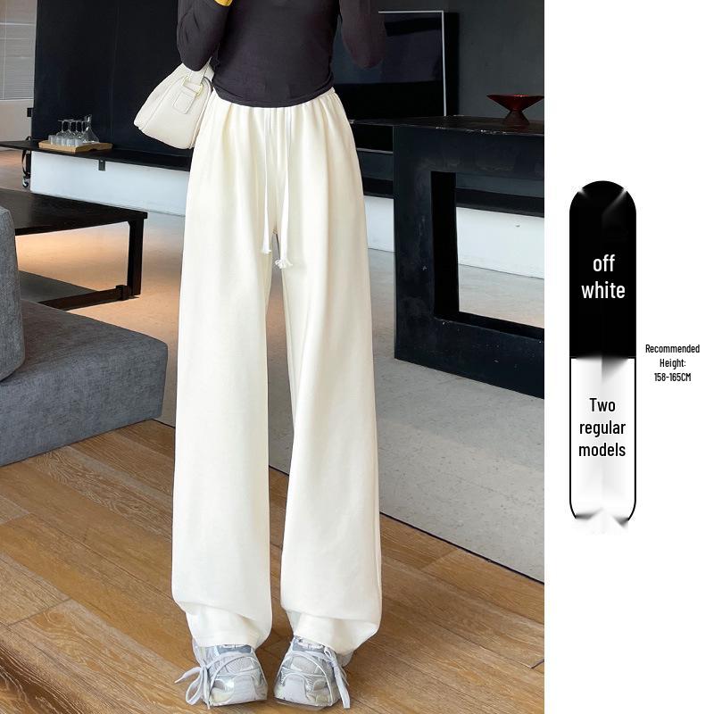 Gray Wide-Leg Sweatpants for Women - High-Waisted, Narrow Straight-Leg, Spring & Autumn 2025 Casual Style