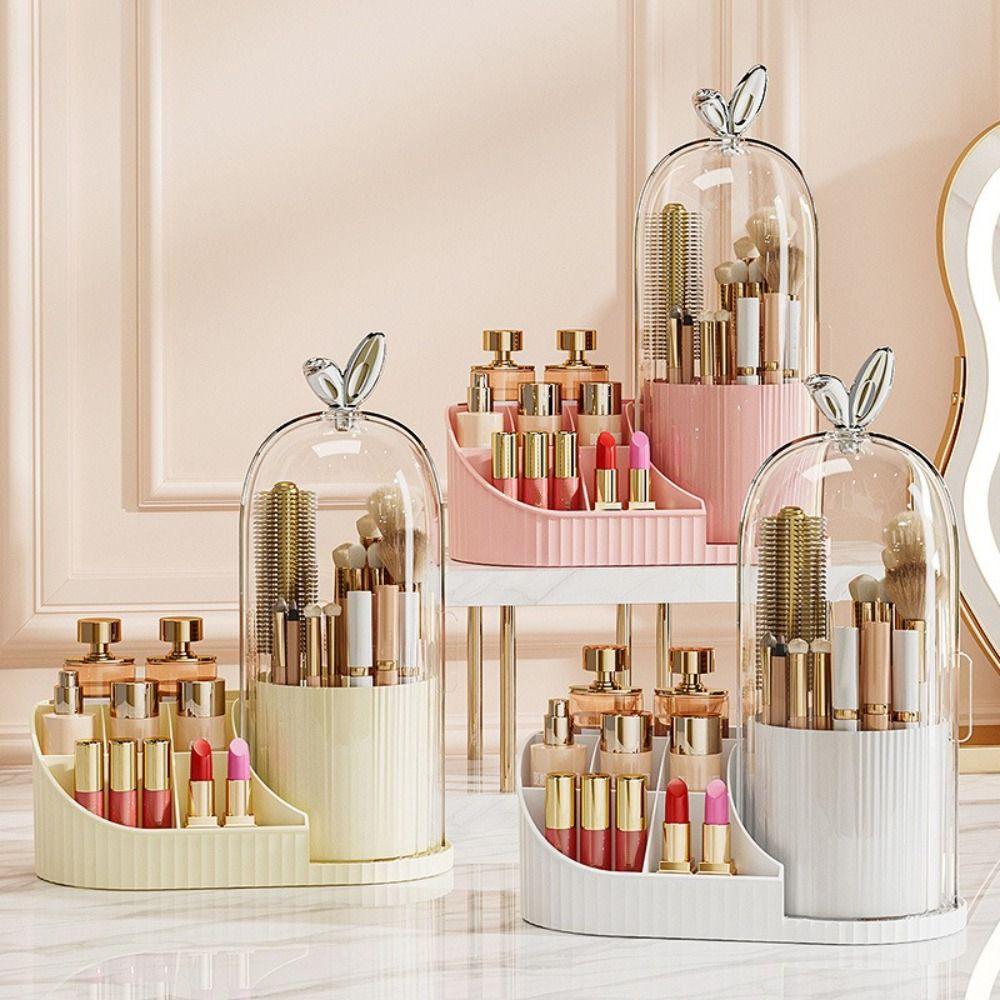 PP Makeup Brushes Storage Box Multi-compartment 360° Rotating Drawer Storage Organizer Large-capacity Dustproof