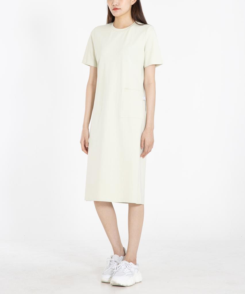 RAW TO RAW Wrd023 Fine Cotton Pocket Dress (Pig Green)