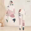 Women Plus Size Abstract Printed Two Piece Set Hooded Long Sleeve High Low Top Fitted Pants
