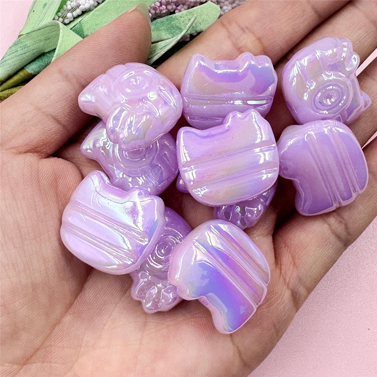 

УФ красочный браслет, ожерелье, изготовление ювелирных изделий своими руками, аксессуары, материалы ручной работы, форма камеры, акриловые свободные бусины, модные 20,8*24 мм, 10 шт. фиолетовый