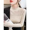 Semi-turtleneck lace bottoming shirt women's spring and autumn new knitted sweater top