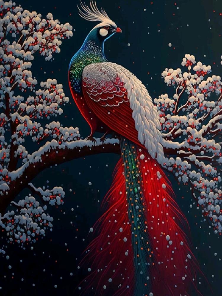 

Новый 5D DIY алмазная живопись красочные птицы павлин снежный пейзаж горный хрусталь мозаика вышивка крестиком Алмазный комплект ручной работы Full Round 50x70CM