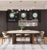 Mid-Century Style Oval Travertine Dining Table & Chair Set with French Solid Wood