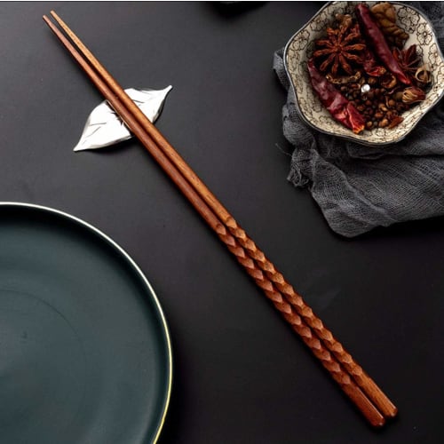 DUOLEIMI Wooden Vegetable Chopsticks, 33cm Long, Non-Slip, for Deep Frying, Extra Long (33cm)