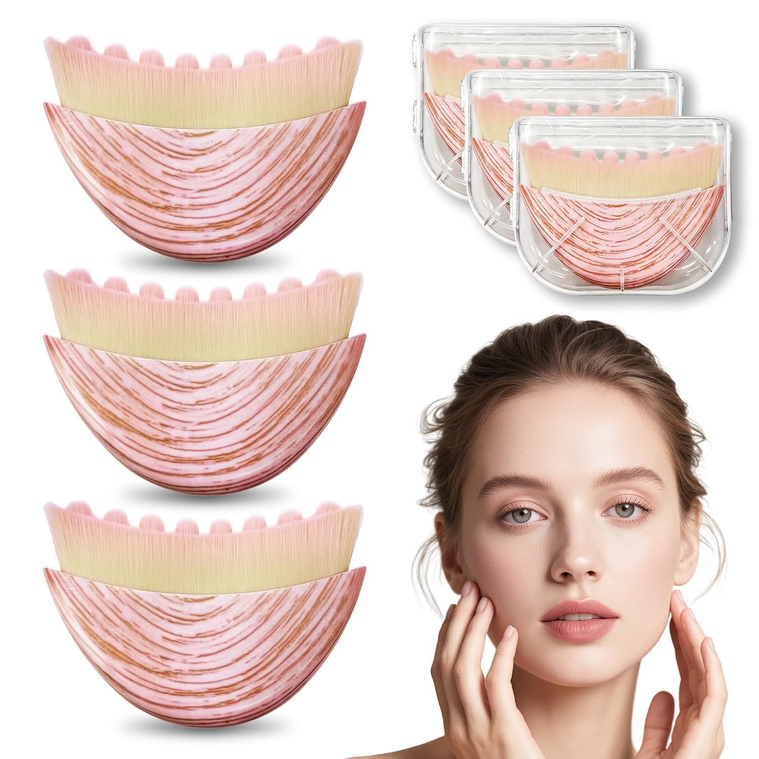 

Lymphatic Contour Facial Brush, Used To Reduce Puffiness, Detoxify, Lift, And Improve Skin , 3-Pack