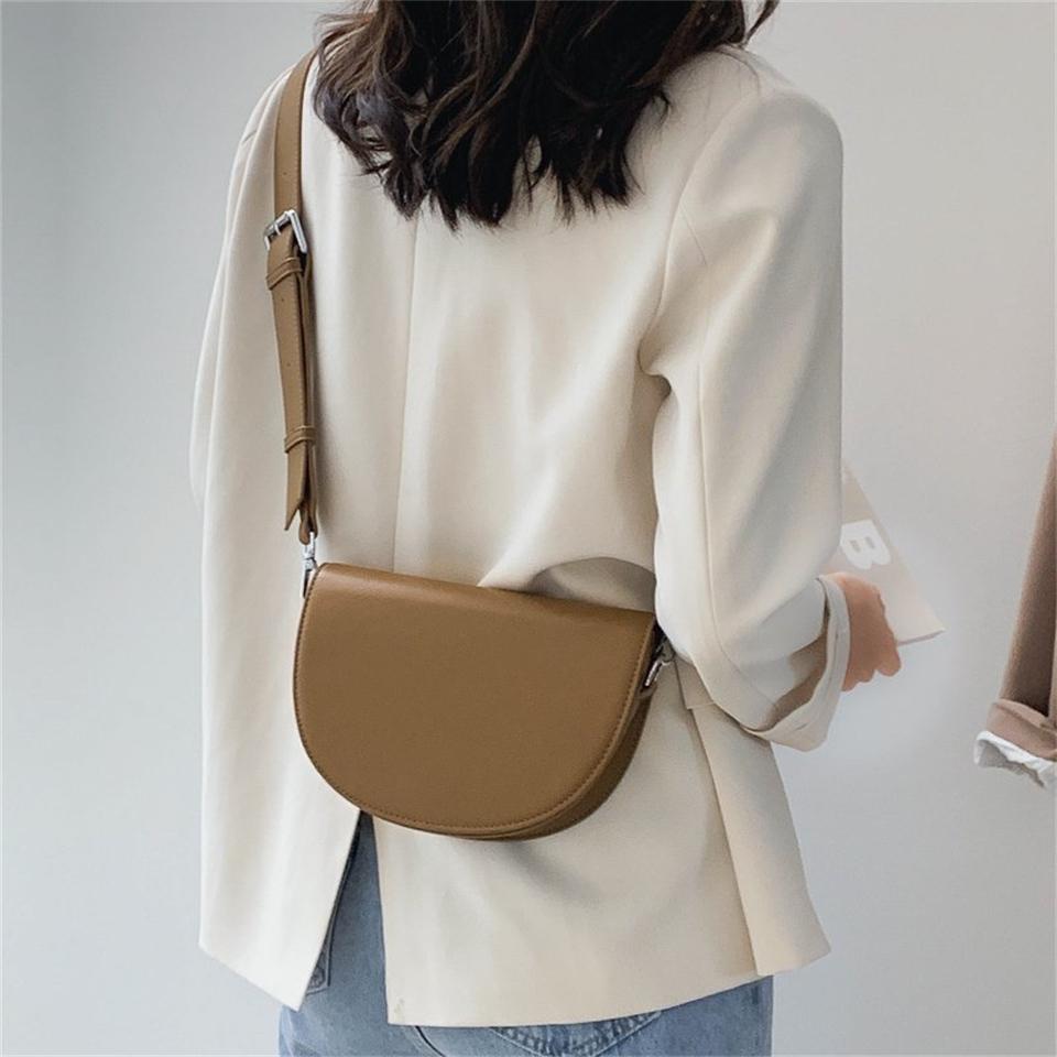 Solid Bag Retro Color Saddle High Quality Leather Shoulder Bags For Women 2024 New Simple Ladies Crossbody Bag Designer Handbags