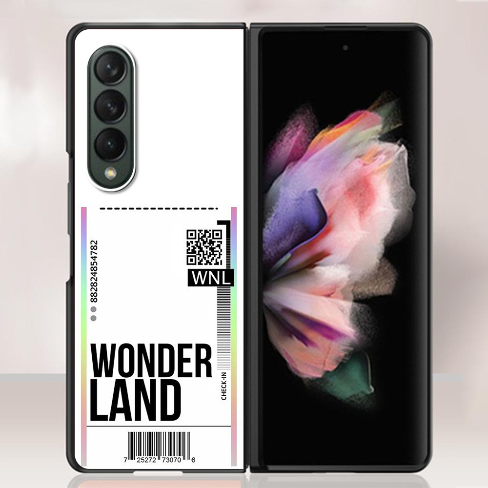 Zfold4 Case For Samsung Galaxy Z Fold3 Z Fold 3 5G Hard Slim Ultra-thin Shell Fly Ticket AIR Tickets Travel Label Country