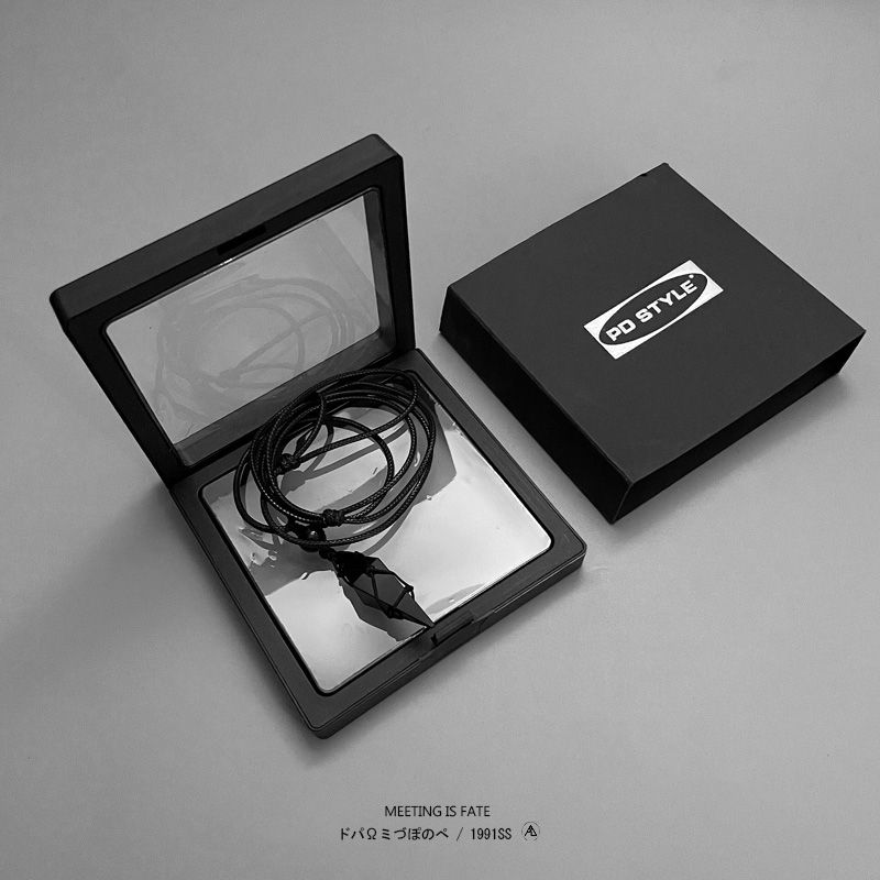 

Pdstyle Natural Obsidian Three-Dimensional Diamond Necklace for Boys and Girls Fancy Woven Lanyard Gift Ornament Tide Gift Box/Obsidian Diamond Necklace/Adjustable