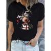 Sommer Damen 3D-Druck Rundhals Kurzarm T-Shirt Weihnachtskleid