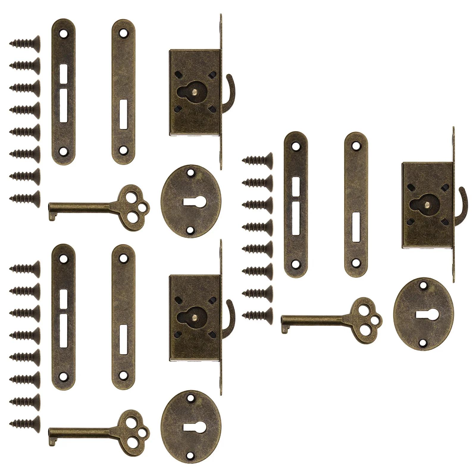 

3 комплекта старинных замков для шкатулок для драгоценностей, антикварные деревянные замки для шкатулок, бронзовые/золотые замки для раздвижных дверей шкафа, мебельная фурнитура античный бронзовый