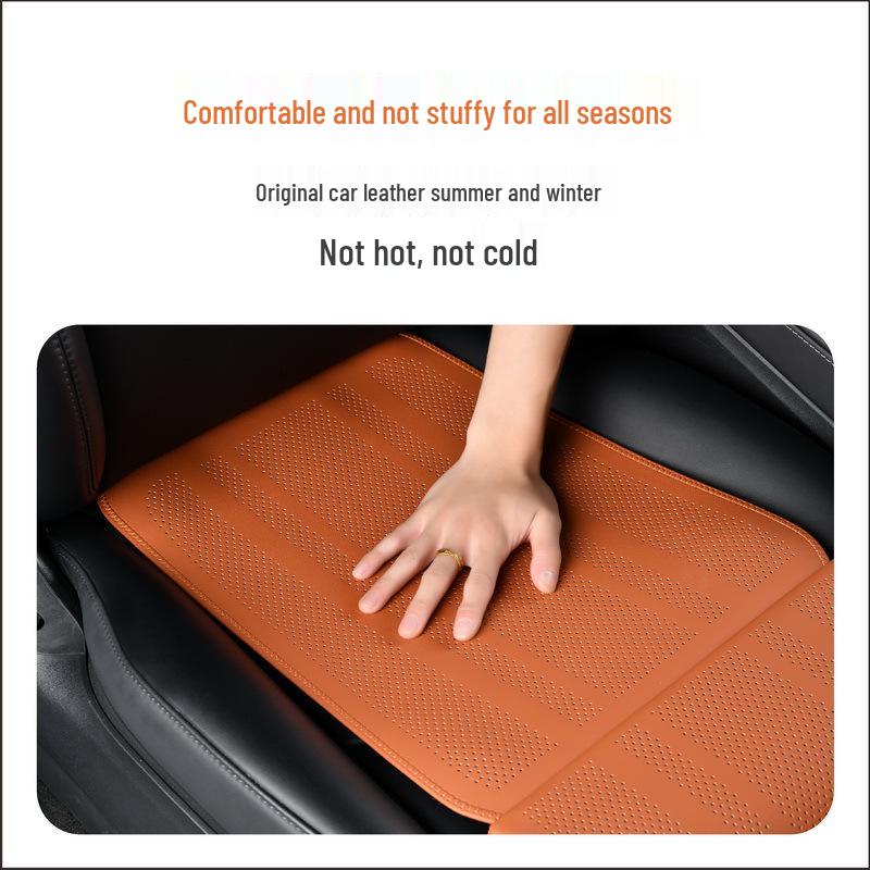 Universales Leder-Autositzkissen mit Beinstütze – Perforiert, Atmungsaktiv, Ganzjahresdesign
