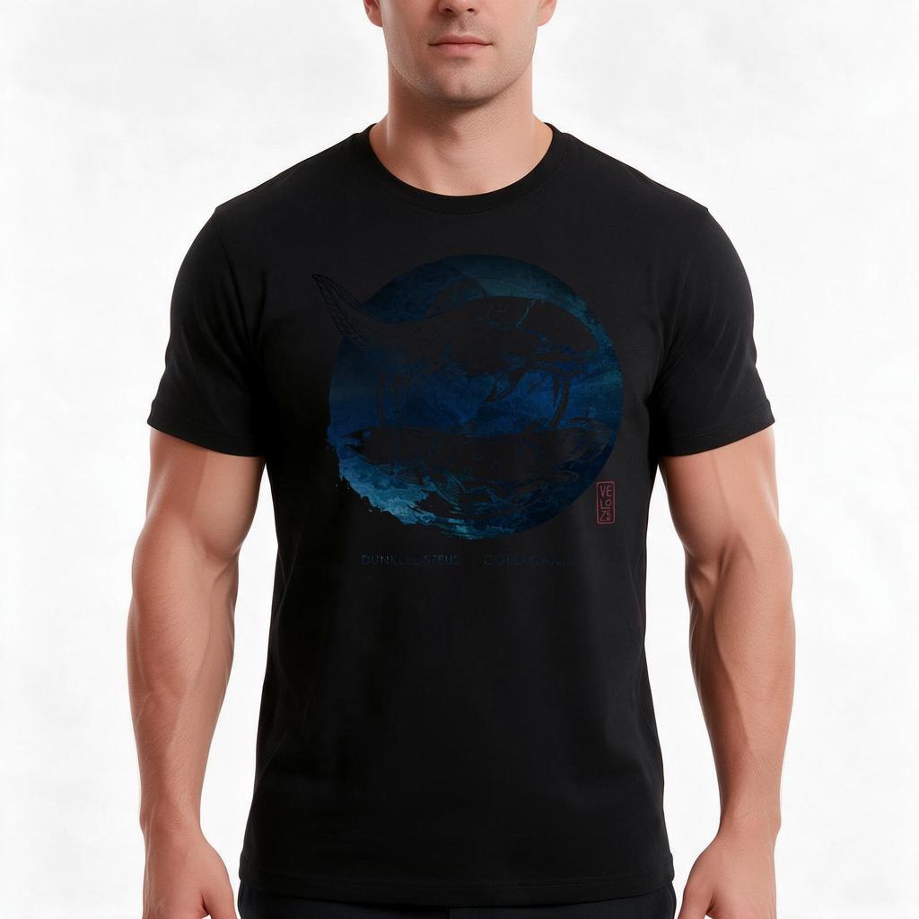 Ancient Fish On Ink Tshirt Summer Casual Cotton Tee Oversized Streetwear Tops Vintage Graphic Print Loose Fit Short Sleeve