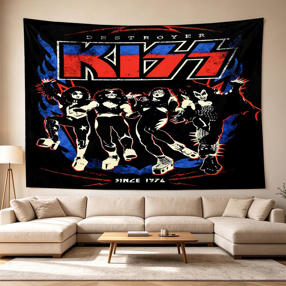 Kiss Band Rock Legends Large Wall Tapestry,Ideal for Office Backdrops, Holiday Gifts, Home Decor (Living Room, Bedroom, Dorm, Parties), and Outdoor Ce