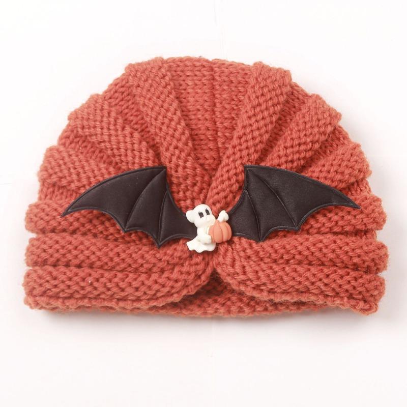 Halloween Children's Pullover Hat Pumpkin Bat Dress, Baby Winter Warm Knitted Hat, Baby Hat