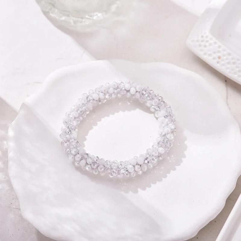 Fashion Colorful Crystal Bracelets for Women Unique Simple Elastic Rope Temperament Charm Bracelet Hairband Jewelry