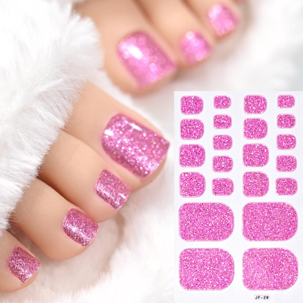 22tips Glitter Toe Nail Stickers Full Cover Nail Wraps Adhesive Toenails Decals for Women DIY Toenails Decals