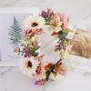 DIY Flower Crown Wreath Headband Crown Floral Hair Garland Headpiece with Ribbon Festival Wedding Party