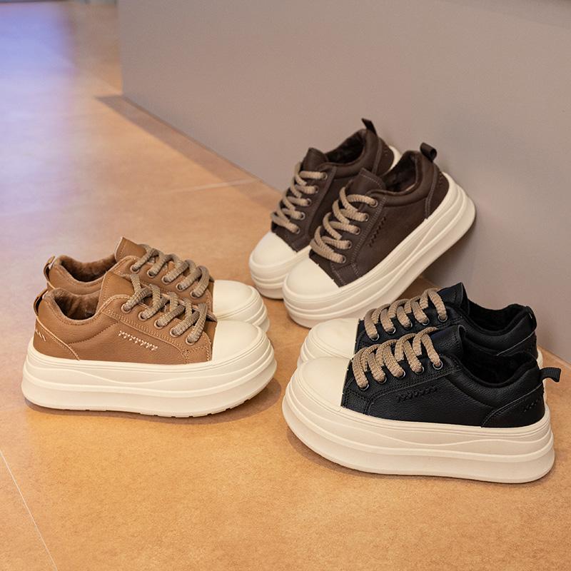 Scarpe da ginnastica da donna con plateau bianco, primavera, stringate, suola spessa, scarpe vulcanizzate da donna, scarpe sportive traspiranti in pelle PU da donna