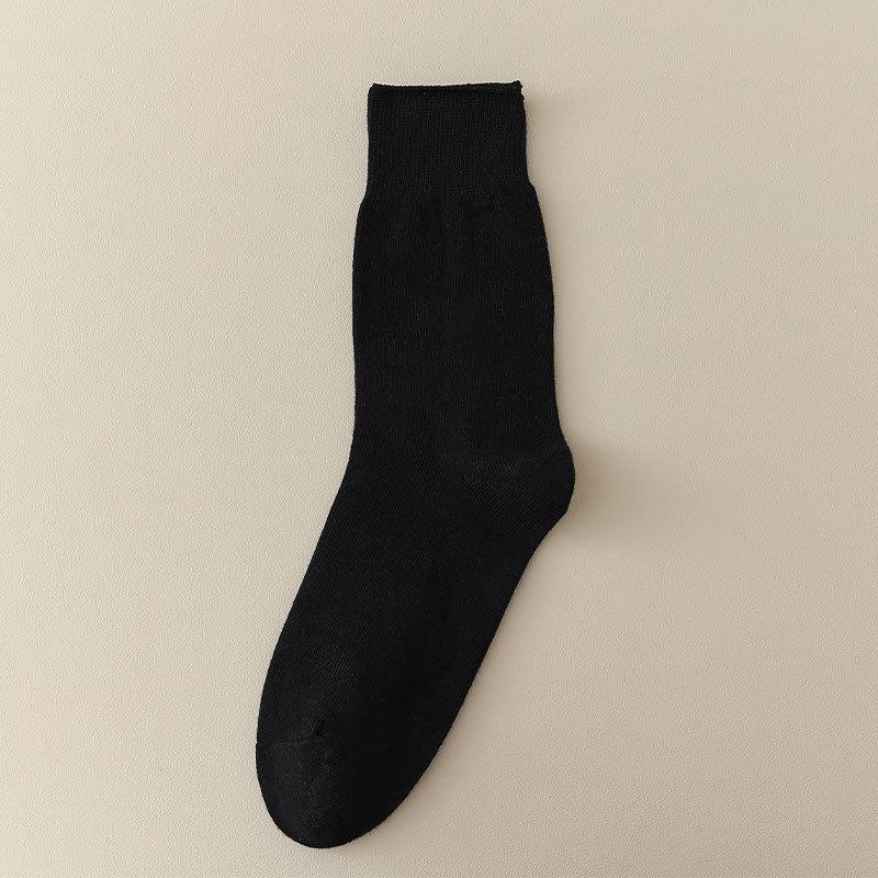

Men s Spring and Autumn Mid-calf Socks, Sweat-absorbing and Breathable Solid-color Cotton Socks, Business and Casual Versatile Long Calf Socks 1 pair чорний