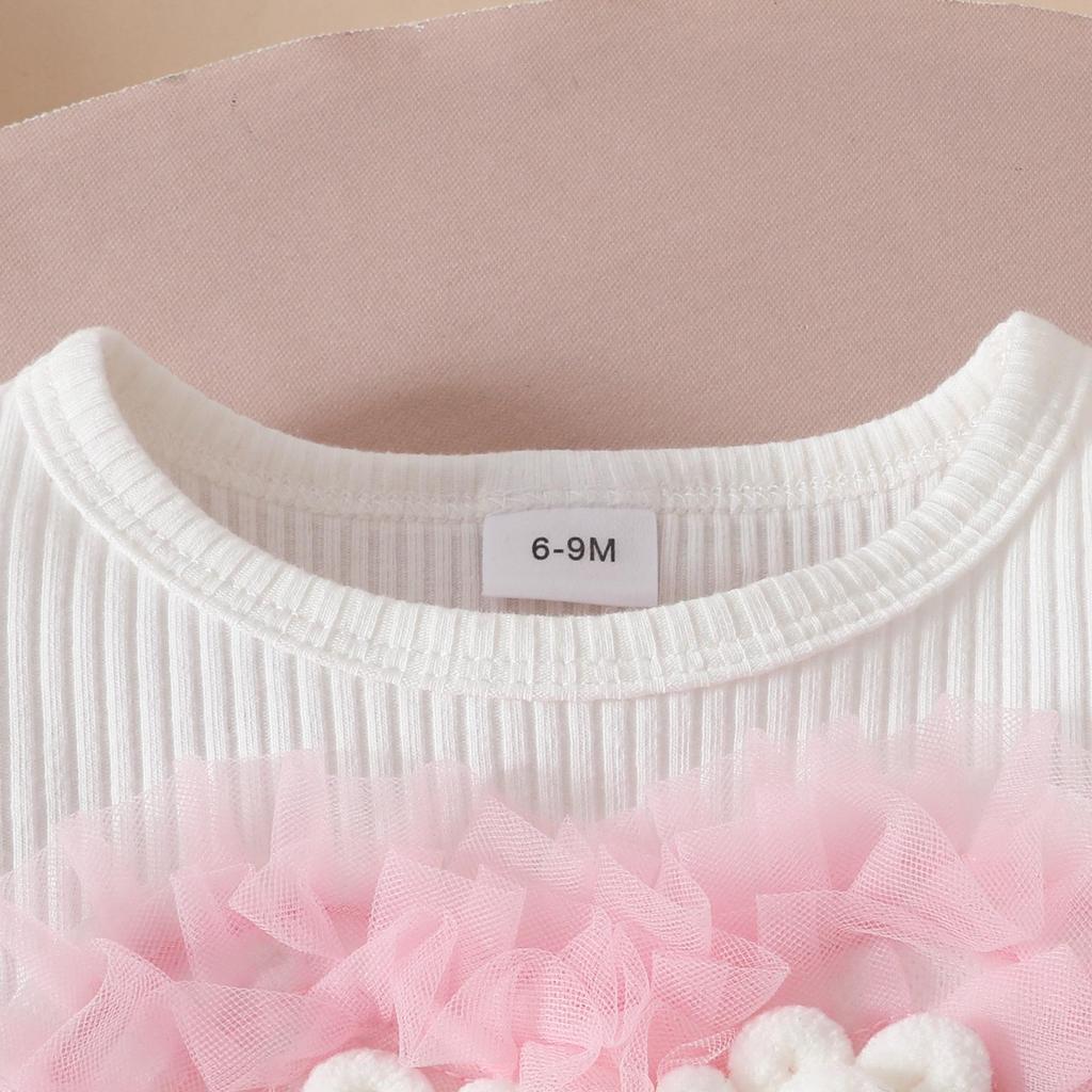 Ensemble 2 pièces Fille Toddler : Haut 3D Cœur et Short à Boutons