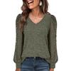 Women's Casual V-Neck Lace Long Sleeve Base Shirt Color Block Design Pure Color Tops Spring Autumn T-Shirt