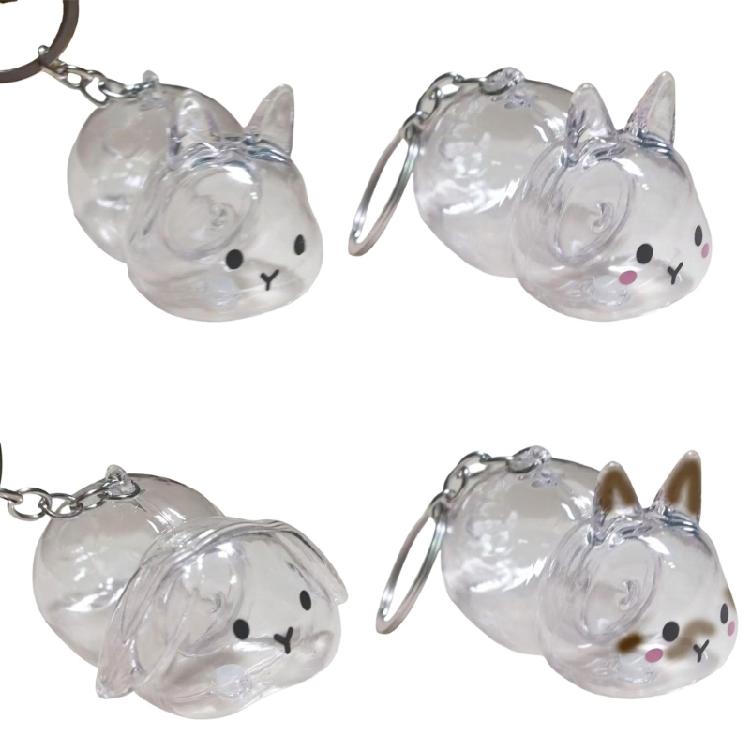 Functional Rabbit Shape Keepsakes Pendant Keychain Bunnies Hair Storage Box Clear Pet Furs Organizers Bag Charm Gift