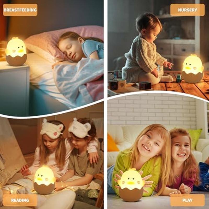 1pc Cute Eggshell Duck Silicone Night Light USB Interface Rechargeable Children's Room Night Light for Bedroom Bedside Kid Room