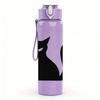 1PC Black Cat Silhouette 750ml Color Plastic Sports Water Bottle Leakproof Flip Straw Lid Suitable for Sports Office Home Use