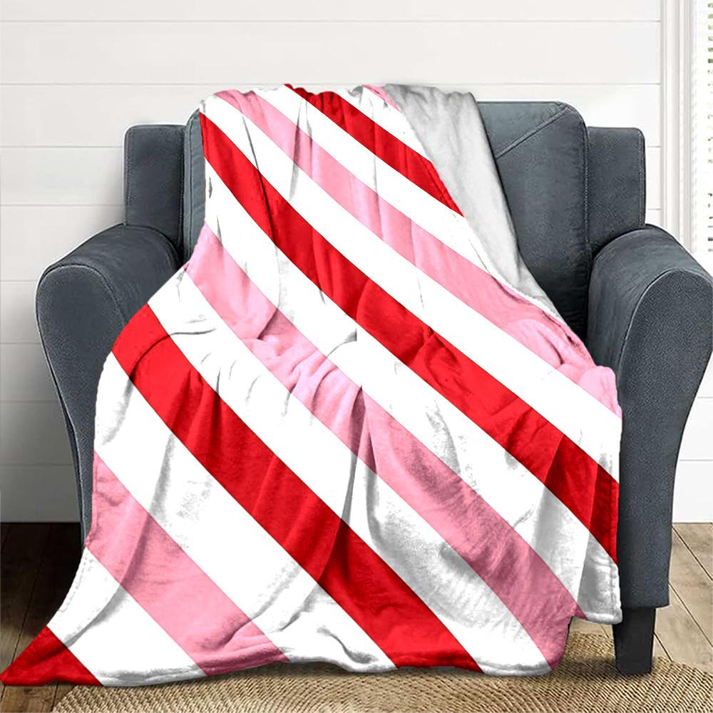 1pc Red Stripes Blanket Warm, Cozy, And Soft, Suitable for Sofas, Beds, Cars, And Office Use.Perfect for Camping And Travel, Making It a Great Gift fo