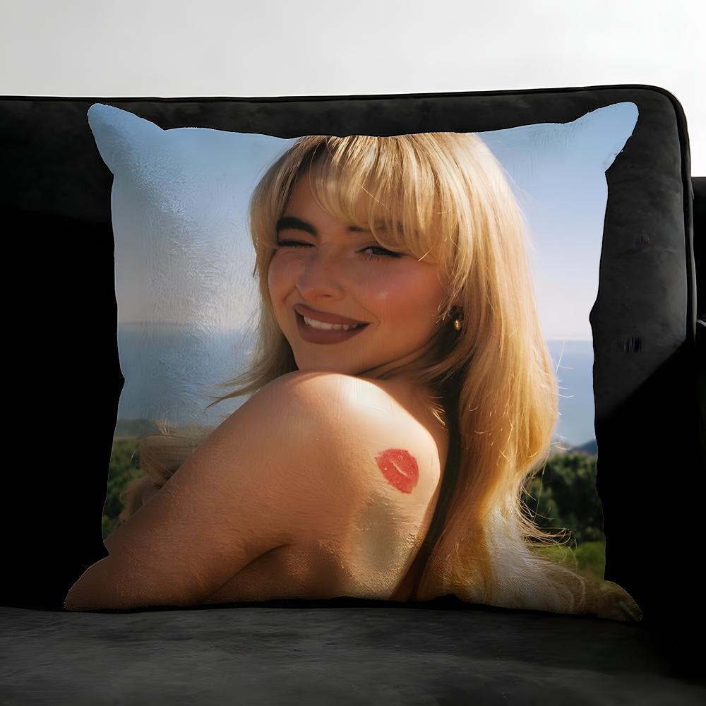 S-Sabrina Carpenterr Singer Cushion Cover Pillowcase Ultra Soft Skin Friendly Fabric Cloud Like Comfort & Concealed Zipper