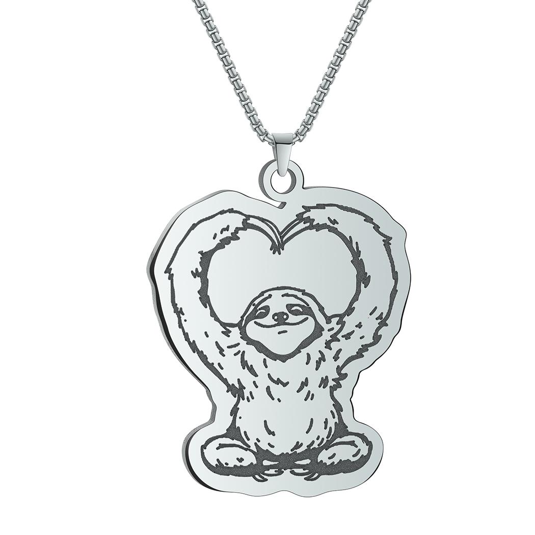 

Kinitial Happy Sloth Making Heart Design Women s Pendant Necklace Cute Animal Accessories Girls Birthday Gift Statement Jewelry