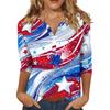 Womens Spring Tops V Neck Printed 3/4 Sleeve Summer Shirts for Women Casual Loose Womens Summer Shirts Dressy Tops for Women