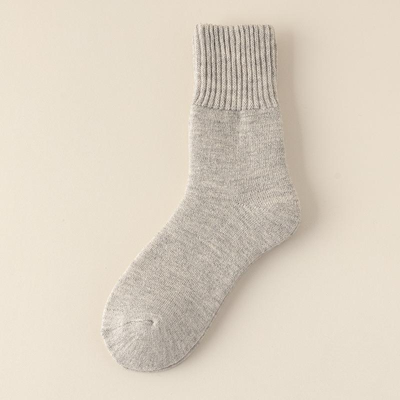 

Вільні вовняні шкарпетки для літніх людей та чоловіків, без стискання стопи, осінньо-зимові потовщені та флісові шкарпетки середньої довжини 1 pair світло-сірого кольору