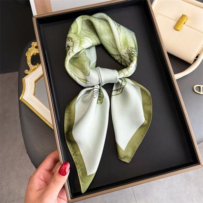 Neues Luxus Seiden-Quadratschal Damen Hals Sommer Strand Haarband Kopftuch Schal Wickel Hijab Echarpe