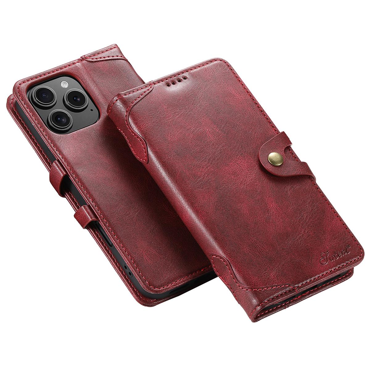 SUTENI Q03 Series for iPhone 16 Pro Max Case Wavy Texture PU Leather Phone Wallet Cover C