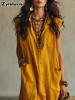 Summer New Style Chic Off-Shoulder Bohemian Ruffled Loose Shirt Dress