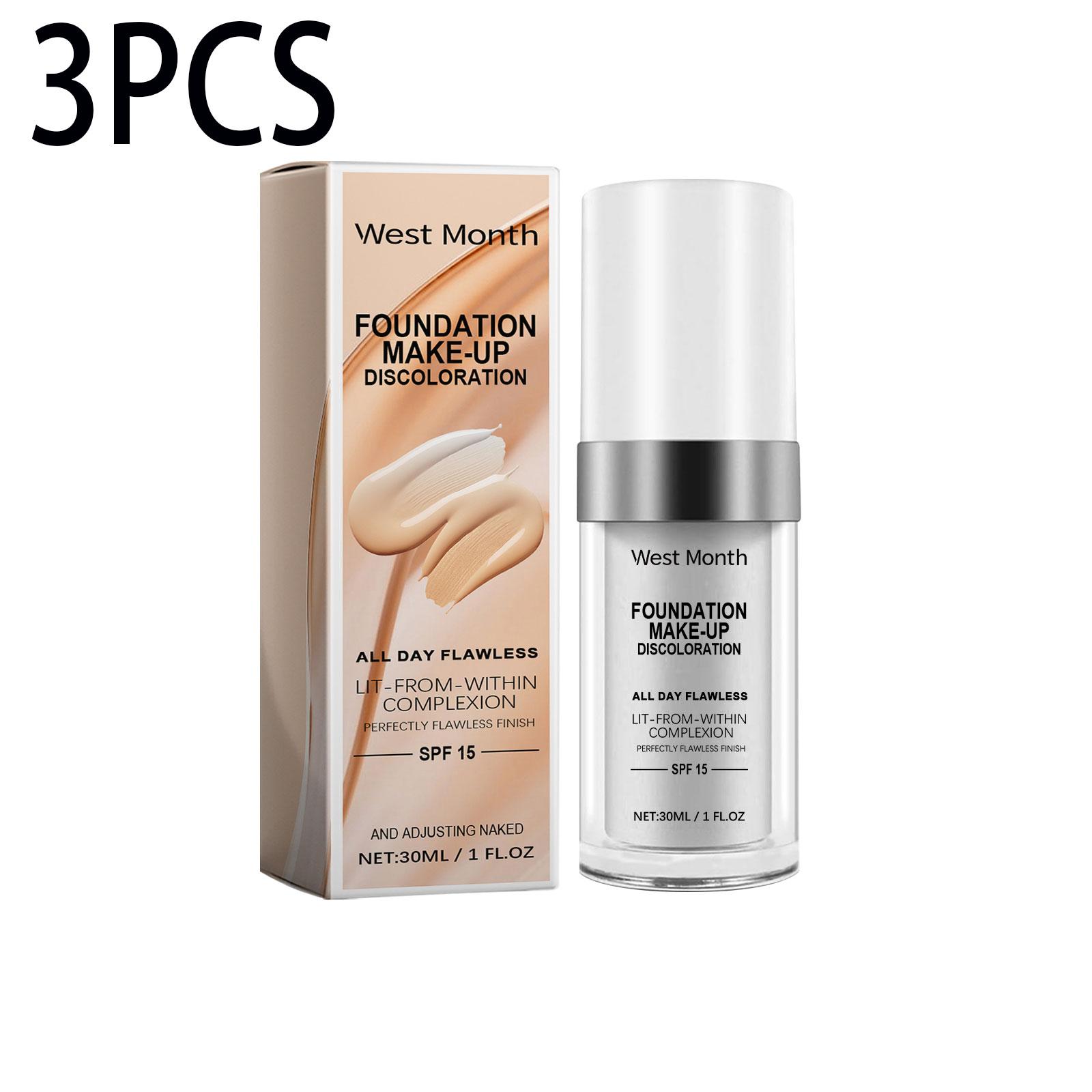 West Month Тональный крем с изменением цвета Стойкий Водостойкий Контроль жирности Матовый финиш Макияж Тональный крем Полное покрытие Консилер 30mlx3