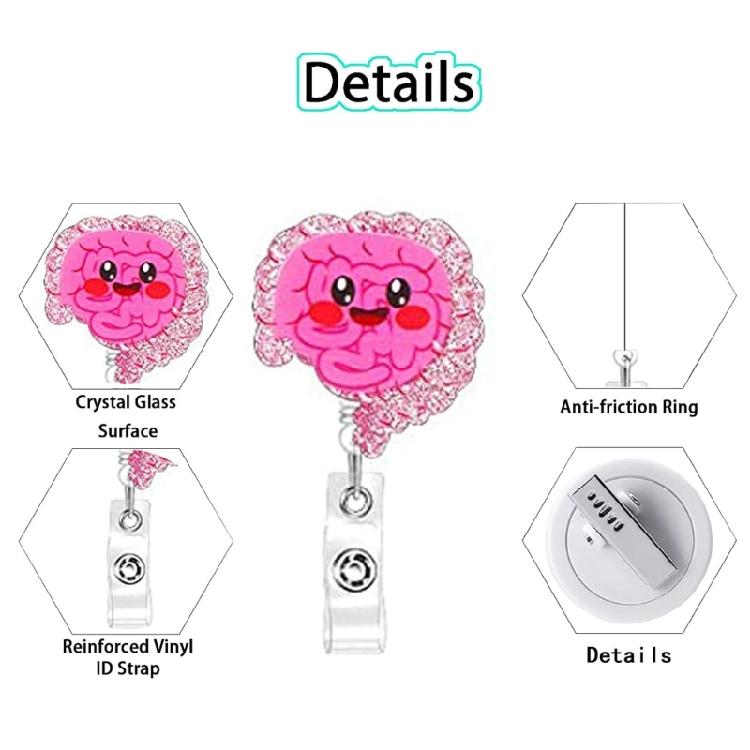Multifuntional Acrylic Organ Badge Reel Cartoon Clip Brooch Doctor Nurse Badge Holder Suitable for Hospital Exhibitions