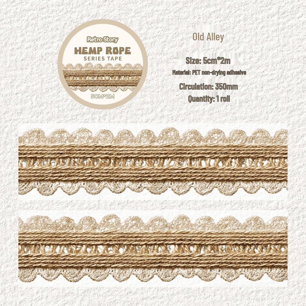 RetroStory Hemp Rope Series Vintage PET Tape Stickers - 6 Styles for Decorative Journaling & Gift Decoration