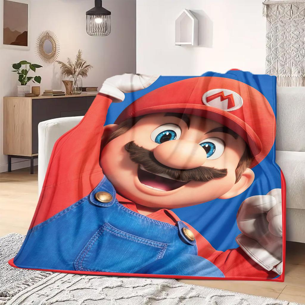 Mario Anime Print Blanket Warm Comfortable Flannel Blanket Suitable for Bedrooms, Sofas, Beds, Chairs, Picnics, Travel